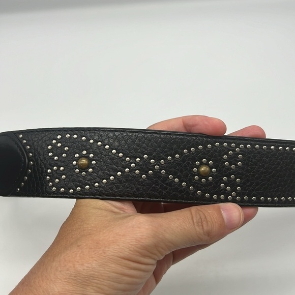 Brighton - Black Leather Silver And Gold Embellishment Design Buckle Belt Size L - Picture 5 of 9